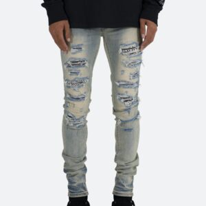 mnml X165 PAISLEY SKINNY DENIM BLUE