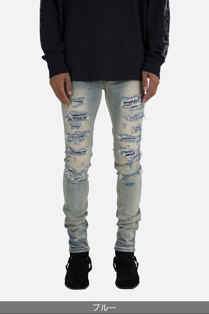 mnml X165 PAISLEY SKINNY DENIM BLUE