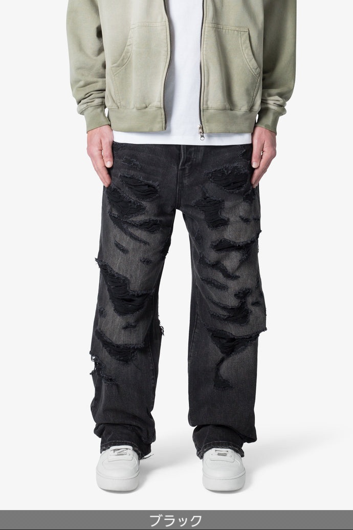 mnml ULTRA BAGGY DISTRESSED DENIM | VINTAGE BLACK